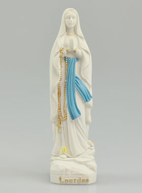 Statue Notre Dame de Lourdes au Chapelet Or - 10 cm (pic 1)