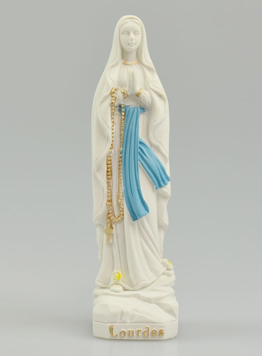 Statue Notre Dame de Lourdes au Chapelet Or - 10 cm (pic 2)