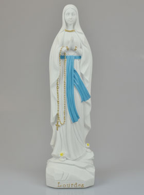 Statue Vierge Marie de Lourdes au Chapelet Or - 28 cm (pic 1)