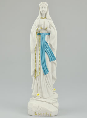 Statue Notre Dame de Lourdes au Chapelet Or - 28 cm (pic 1)