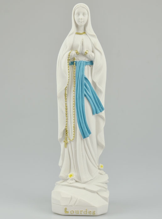 Statue Notre Dame de Lourdes au Chapelet Or - 28 cm (pic 2)