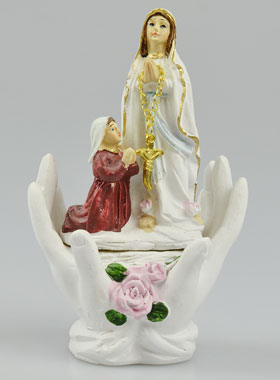 Statue Notre Dame de Lourdes et Main de Dieu - 10 cm (pic 1)