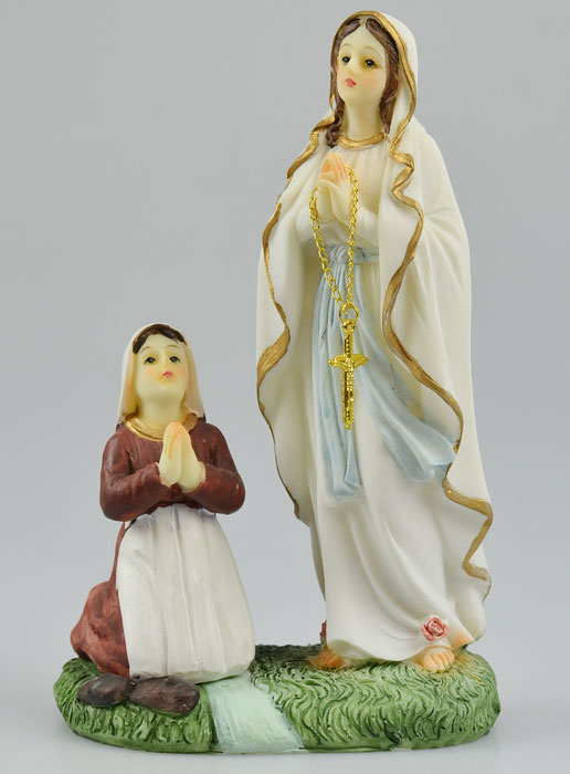 Statue Notre Dame de Lourdes et Ste Bernadette - 18 cm (pic 2)
