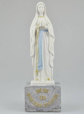 Statue Notre Dame de Lourdes sur Socle - 28 cm (pic 1)