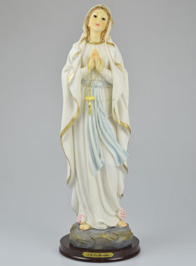Statue Notre Dame de Lourdes sur Socle Bois - 40 cm (pic 1)