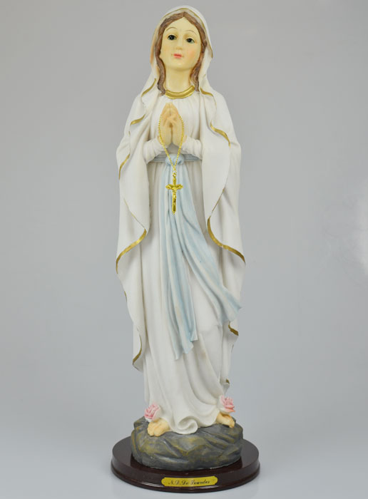 Statue Notre Dame de Lourdes sur Socle Bois - 50 cm (pic 2)