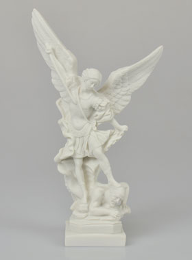 Statue Saint Michel Archange - Résine Blanche - 20 cm (pic 1)