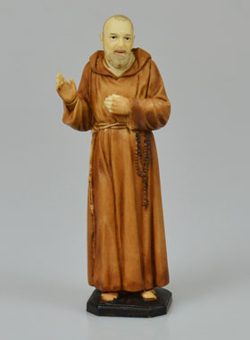 Statue Saint Padre Pio Polychromée Peinte Main - 15 cm (pic 1)