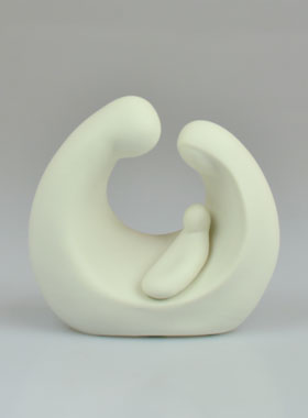 Statue Sainte Famille - La Nativité Moderne - Porcelaine - 10 cm (pic 1)