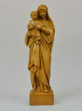 Statue Sainte Vierge Marie à l'Enfant Jésus - Ton Bois - 16 cm (pic 1)