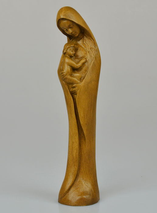 Statue Sainte Vierge Marie A L Enfant Jesus Ton Bois 22 Cm La Boutique Des Chretiens