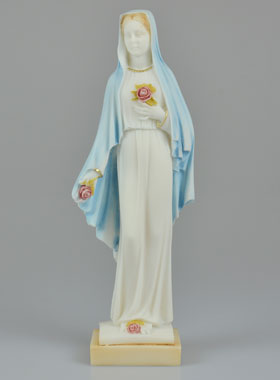 Statue Sainte Vierge Marie aux Roses Peinte Main - 25 cm (pic 1)