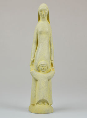 Statue Vierge à l'Enfant Jésus Debout - Ton Granit (pic 1)