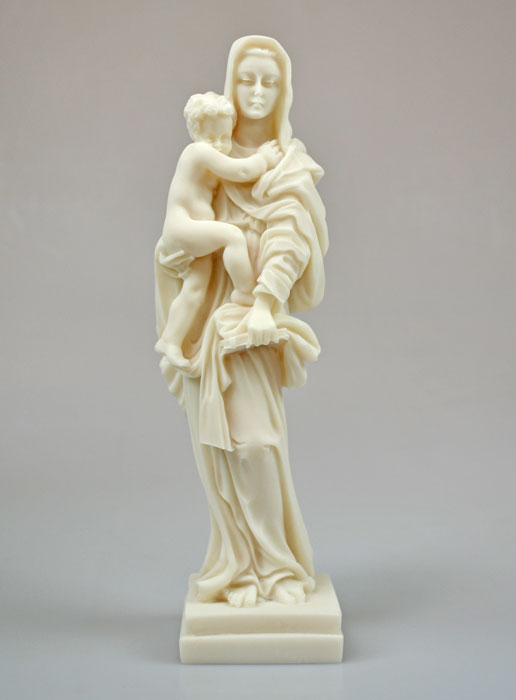 Statue Vierge à l'Enfant Jésus en Albâtre - 25cm (pic 2)