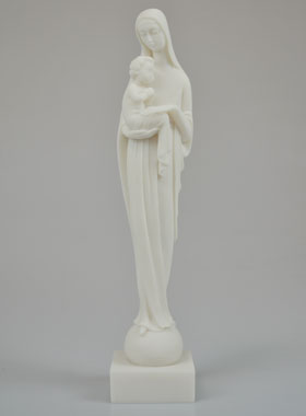 Statue Vierge à l'Enfant Jésus en Albâtre - 31cm (pic 1)