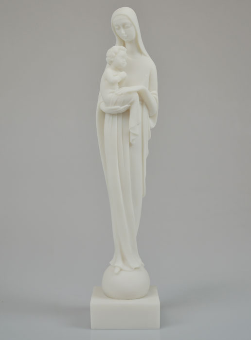 Statue Vierge à l'Enfant Jésus en Albâtre - 31cm (pic 2)