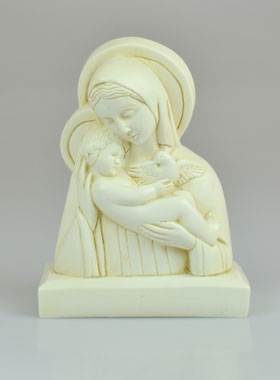 Statue Vierge à l'Enfant Jésus - Ton Ivoire - 15 cm (pic 1)