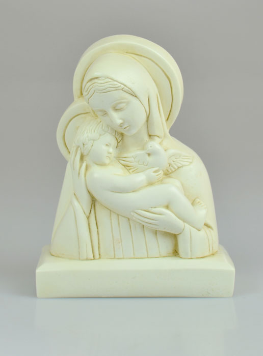 Statue Vierge à l'Enfant Jésus - Ton Ivoire - 15 cm (pic 2)