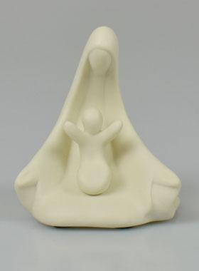 Statue Vierge Marie à l'Enfant Jésus Artisanale - Porcelaine - 9 cm (pic 1)