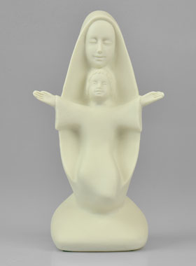 Statue Vierge Marie à l'Enfant Jésus Moderne - Porcelaine - 20 cm (pic 1)