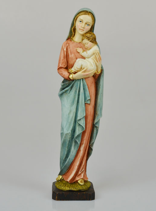 Statue Vierge Marie A L Enfant Jesus Polychromee Peinte Main 25 Cm La Boutique Des Chretiens