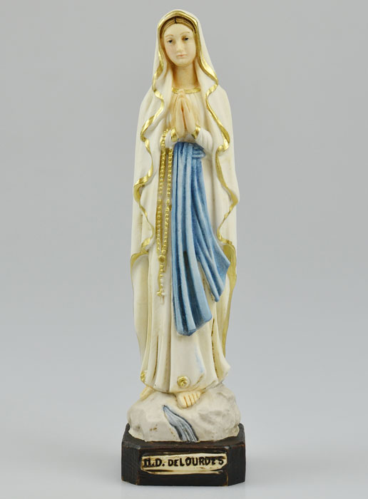 Statuede Notre Dame de Lourdes Polychromée sur Socle - 15 cm (pic 2)