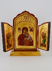 Icône Triptyque Vierge du Perpétuel Secours sur Feuille d'Or - 26 cm