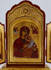 Icône Triptyque Vierge du Perpétuel Secours sur Feuille d'Or - 26 cm