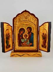 Icône Triptyque Sainte Famille sur Feuille d'Or - 26 cm