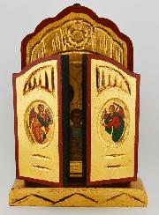 Icône Triptyque Sainte Famille sur Feuille d'Or - 26 cm