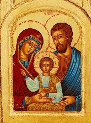 Icône Triptyque Sainte Famille sur Feuille d'Or - 26 cm