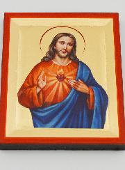 Icône Byzantine Sacré Coeur de Jésus Peinte à la Main - 8 cm