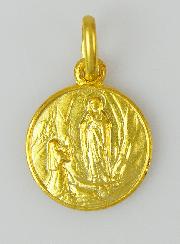 Médaille Notre Dame de Lourdes en Plaqué Or - 12mm