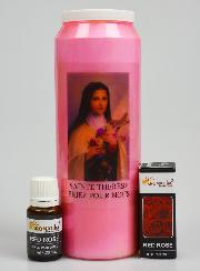 Bougie de Neuvaine à Sainte Thérèse Parfumée Rose