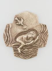 Croix en Bronze Blanc - Le Baptême - 10 cm