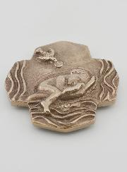 Croix en Bronze Blanc - Le Baptême - 10 cm
