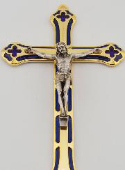 Crucifix Vitrail en Métal Doré - 17cm