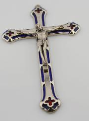 Crucifix Vitrail en Métal Argenté - 13 cm