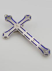 Crucifix Vitrail en Métal Argenté - 13 cm