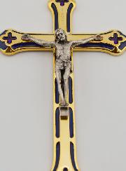 Crucifix Vitrail en Métal Doré - 13cm