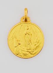 Médaille Notre Dame de Lourdes en Plaqué Or - 18mm