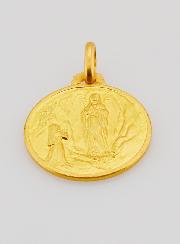 Médaille Notre Dame de Lourdes en Plaqué Or - 18mm