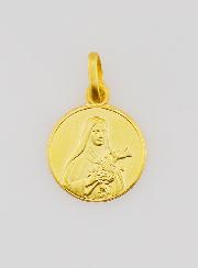 Médaille Sainte Thérèse en Plaqué Or - 12mm