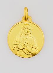 Médaille Sacré Coeur de Jésus en Plaqué Or - 18 mm