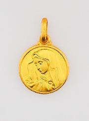 Médaille Vierge Marie au Voile en Plaqué Or - 14mm