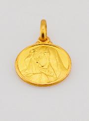 Médaille Vierge Marie au Voile en Plaqué Or - 14mm