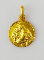 Médaille Saint Antoine de Padoue en Plaqué Or - 12 mm