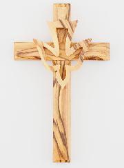 Croix Crucifix Esprit Saint en Bois d'Olivier - 12 cm