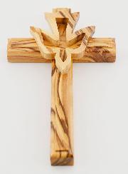 Croix Crucifix Esprit Saint en Bois d'Olivier - 12 cm