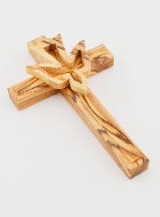 Croix Crucifix Esprit Saint en Bois d'Olivier - 12 cm